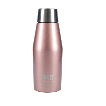 BUILT APEX INSULATED WATER BOTTLE W/ LEAKPROOF PERFECT SEAL LID, SWEATPROOF 100% REUSABLE BPA FREE 18/10 STAINLESS STEEL FLASK, ROSE GOLD, 330 ML