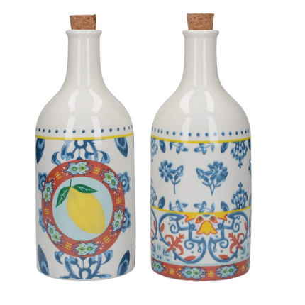 KITCHEN CRAFT WORLD OF FLAVOURS VINEGAR AND OIL BOTTLE SET, CERAMIC, MULTI-COLOUR, 500 ML