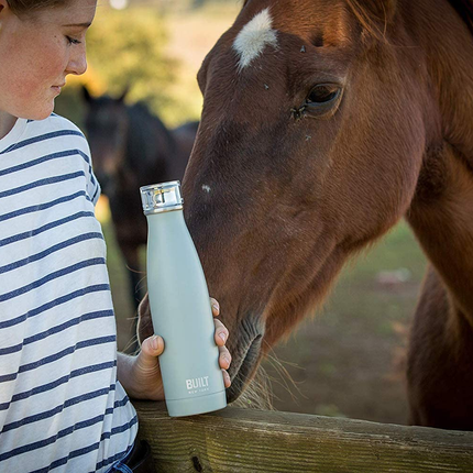 BUILT INSULATED WATER BOTTLE/THERMAL FLASK WITH LEAKPROOF CAP, STAINLESS STEEL, STORM GREY, 480 ML