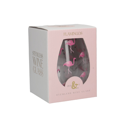CREATIVE TOPS AVA & I 'FLAMINGO' DECORATED STEMLESS WINE GLASS, 590 ML (21 FL OZ)