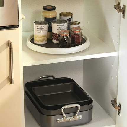 COPCO BASICS LAZY SUSAN TURNTABLE AND KITCHEN CUPBOARD ORGANISER, 30 CM, WHITE/GREY
