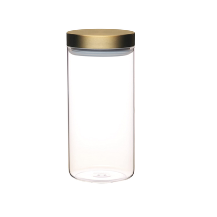 KITCHENCRAFT MASTERCLASS AIRTIGHT GLASS FOOD STORAGE JAR WITH BRASS LID, TRANSPARENT, 1.5 L (2.75 PINTS)