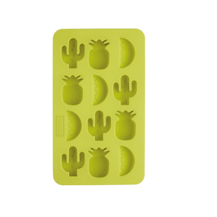 BARCRAFT TROPICAL CHIC NOVELTY SILICONE ICE CUBE TRAY, 22 X 13 CM (8.5" X 5") - GREEN
