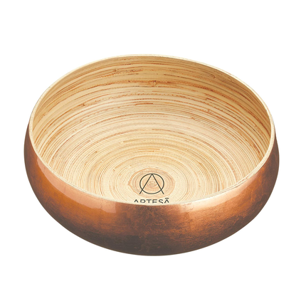 Artesà Copper Finish Bamboo Serving Bowl, 26cm, Labelled