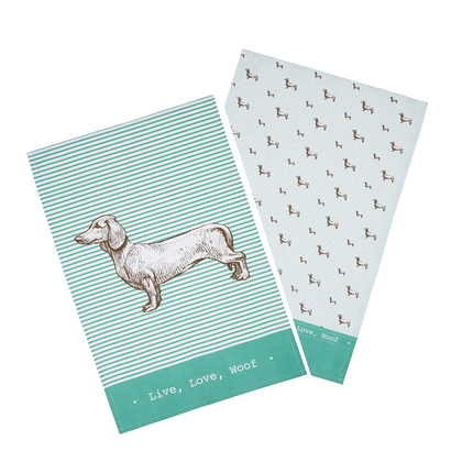 KITCHENCRAFT TEA TOWELS SET, WHITE/SAGE GREEN, PACK OF 2