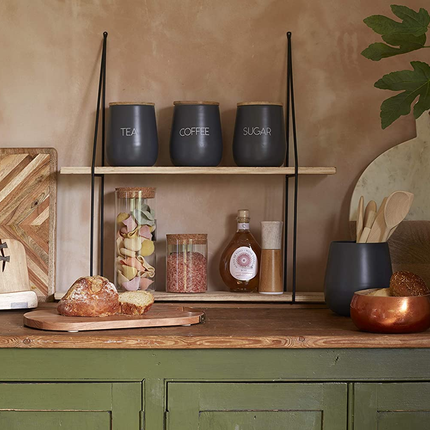 KITCHENCRAFT SERENITY WOODEN MUG TREE, MANGO WOOD/MARBLE, BROWN/PINK, 15 X 36 CM