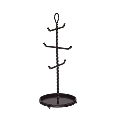 GOURMET BASICS BY MIKASA ROPE METAL MUG TREE, BLACK