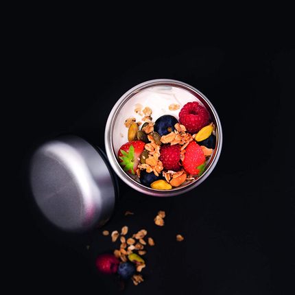 BUILT DOUBLE WALL VACUUM INSULATED FLASK FOR HOT AND COLD FOODS, 490 ML, SILVER