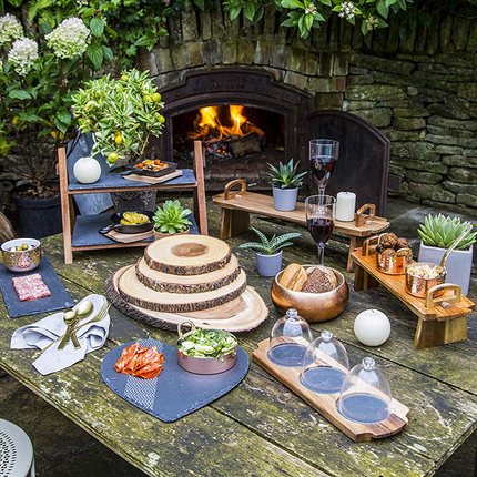 Artesa Raised Wooden Serving Platter, 37 x 12 x 13 cm