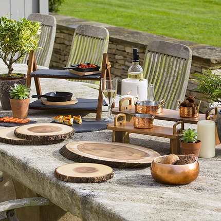 Artesà Copper Finish Bamboo Serving Bowl, 26cm, Labelled