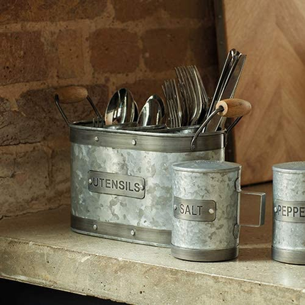 حامل أدوات المطبخ من الفولاذ المجلفن، 27.5 × 11 × 17 سم   رمادي/بنيكيتشن من كرافت إندوتنهلد