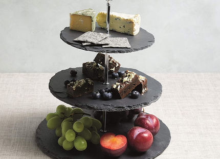 Artesà Three Tier Slate Serving Stand, 28.5x34.5cm, Gift Boxed