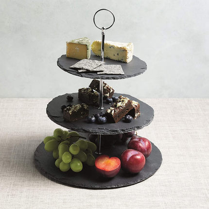 Artesà Three Tier Slate Serving Stand, 28.5x34.5cm, Gift Boxed