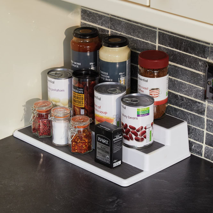 COPCO BASICS 3-TIER NON-SLIP KITCHEN CUPBOARD / SHELF ORGANISER, 38 X 22.5 X 8.5 CM (15" X 9" X 3.5")