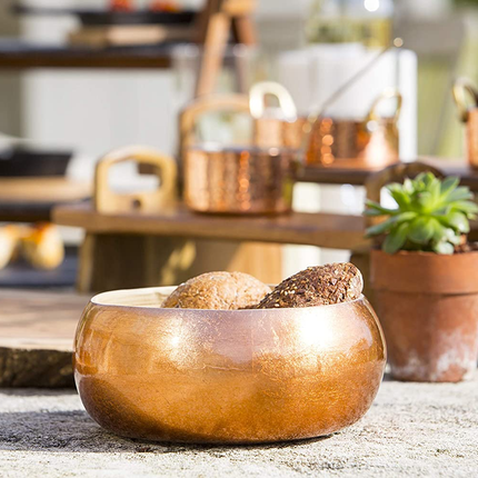 Artesà Copper Finish Bamboo Serving Bowl, 17cm, Labelled