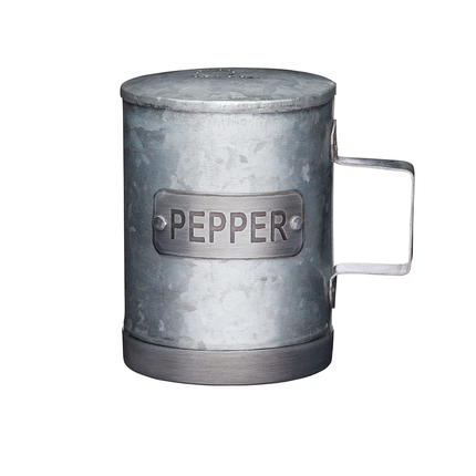 KITCHENCRAFT INDUSTRIAL KITCHEN GALVANISED STEEL VINTAGE-STYLE PEPPER POT, 10 CM