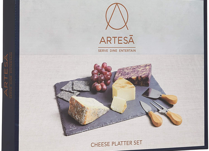 Artesà Slate Cheese Platter Set, 35x25cm, Gift Boxed