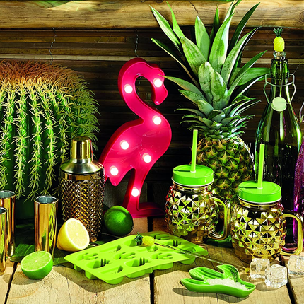 BARCRAFT TROPICAL CHIC NOVELTY SILICONE ICE CUBE TRAY, 22 X 13 CM (8.5" X 5") - GREEN