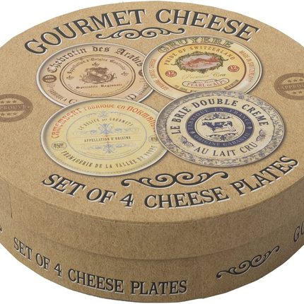 GOURMET CHEESE  SET OF 4 CERAMIC SIDE PLATES BY CREATIVE TOPS, 19.1 CM (7½")