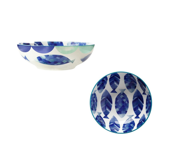 MAXWELL & WILLIAMS REEF COUPE BOWL 18CM BLUE FISH