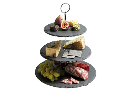 Artesà Three Tier Slate Serving Stand, 28.5x34.5cm, Gift Boxed