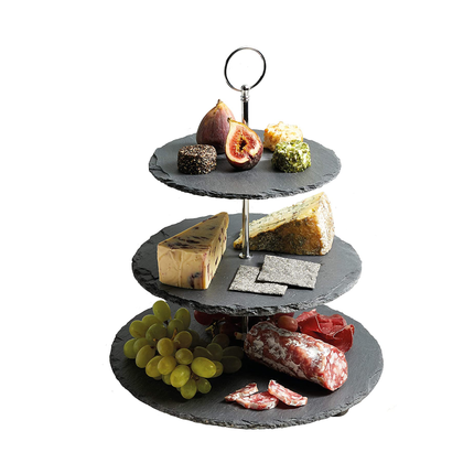 Artesà Three Tier Slate Serving Stand, 28.5x34.5cm, Gift Boxed