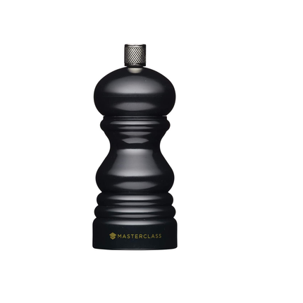 MASTERCLASS PEPPER MILL OR SALT GRINDER WITH INTERCHANGEABLE CAP, PLASTIC, BLACK, 12 CM