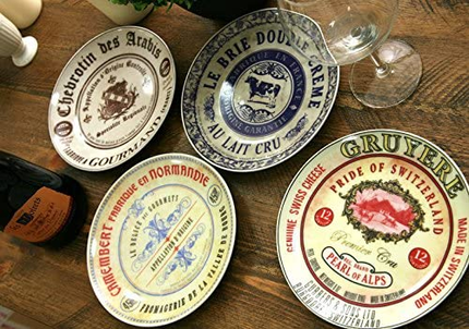 GOURMET CHEESE  SET OF 4 CERAMIC SIDE PLATES BY CREATIVE TOPS, 19.1 CM (7½")