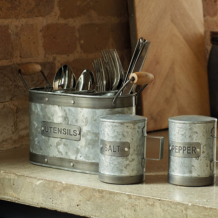 KITCHENCRAFT INDUSTRIAL KITCHEN GALVANISED STEEL VINTAGE-STYLE PEPPER POT, 10 CM