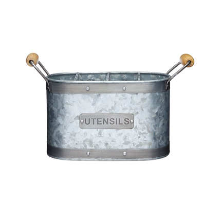 حامل أدوات المطبخ من الفولاذ المجلفن، 27.5 × 11 × 17 سم   رمادي/بنيكيتشن من كرافت إندوتنهلد