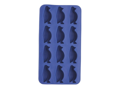 BARCRAFT KCBCICEPENG SILICONE ICE CUBE TRAY WITH NOVELTY PENGUIN MOULDS, BLUE, 26 X 12CM