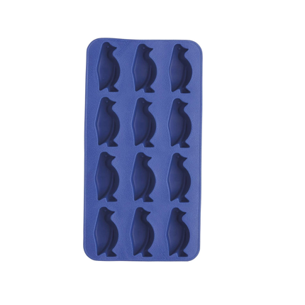 BARCRAFT KCBCICEPENG SILICONE ICE CUBE TRAY WITH NOVELTY PENGUIN MOULDS, BLUE, 26 X 12CM