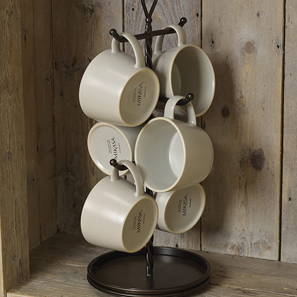 GOURMET BASICS BY MIKASA ROPE METAL MUG TREE, BLACK