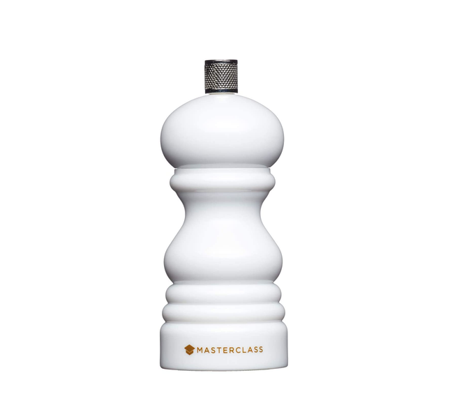 MASTERCLASS PEPPER MILL OR SALT GRINDER WITH INTERCHANGEABLE CAP, PLASTIC, WHITE, 12 CM