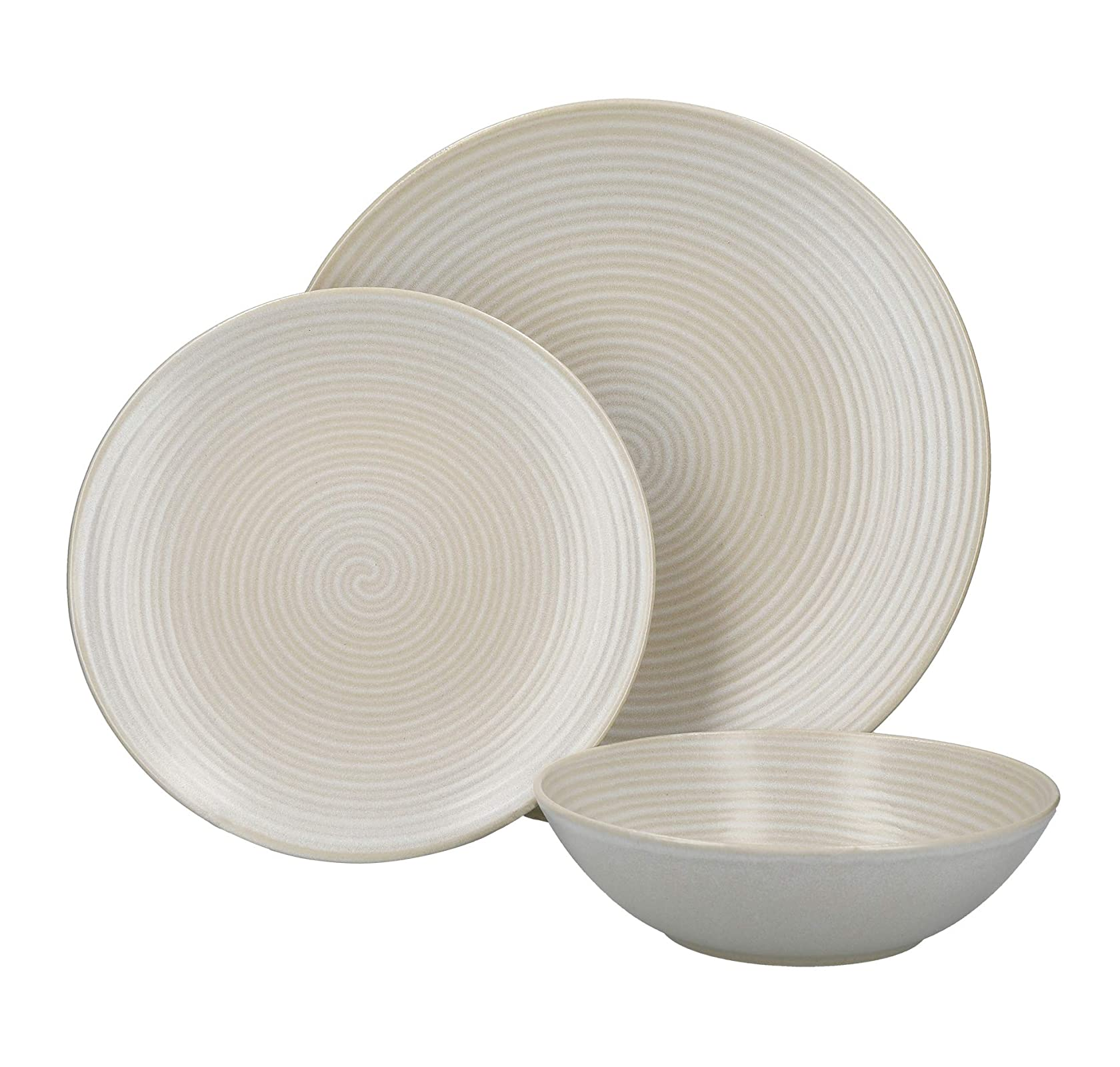 MIKASA SWIRL 12 PIECE DINNER SET WITH EMBOSSED SWIRL FINISH