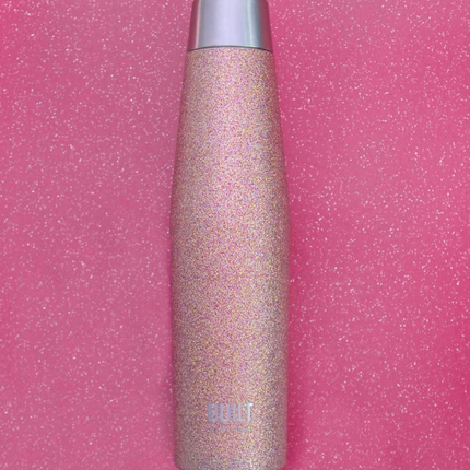 BUILT APEX INSULATED WATER BOTTLE WITH LEAKPROOF IDEAL SEAL LID, SWEATPROOF 100% REUSABLE BPA FREE 18/10 STAINLESS STEEL FLASK, ROSE GOLD GLITTER, 540ML