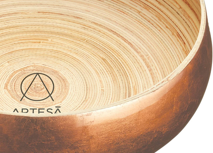 Artesà Copper Finish Bamboo Serving Bowl, 26cm, Labelled