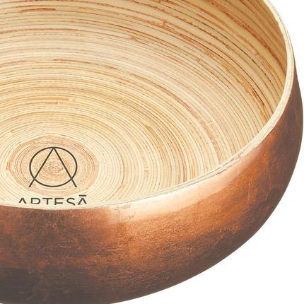 Artesà Copper Finish Bamboo Serving Bowl, 26cm, Labelled