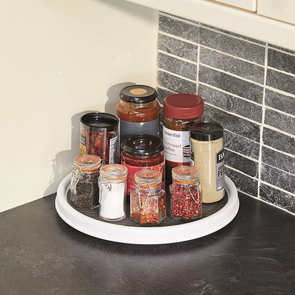 COPCO BASICS LAZY SUSAN TURNTABLE AND KITCHEN CUPBOARD ORGANISER, 30 CM, WHITE/GREY