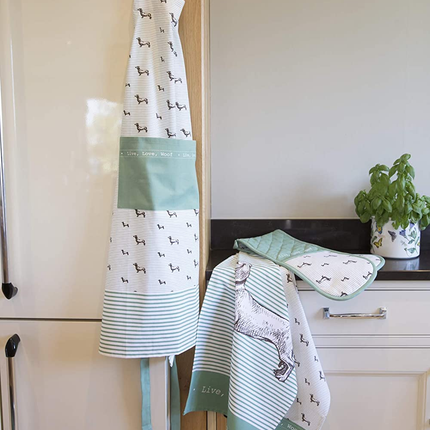 KITCHENCRAFT TEA TOWELS SET, WHITE/SAGE GREEN, PACK OF 2