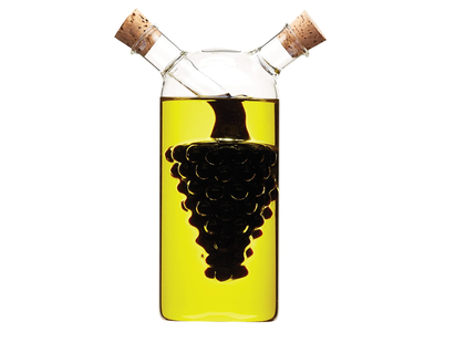 KITCHENCRAFT WORLD OF FLAVOURS 2 IN 1 GLASS GRAPES DESIGN OLIVE OIL DISPENSER AND VINEGAR BOTTLE
