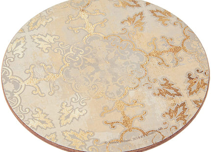 Creative Tops C000279 Cork-Backed Coasters Set with Printed 'Gold Impressions' Design, Round, Gold / Grey, 12 cm, Set of 4