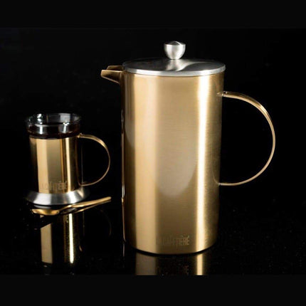 BRUSHED LA CAFETIERE EDITED DOUBLE WALLED 8 CUP CAFETIERE BRUSHED GOLD