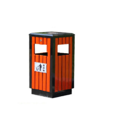 سلة نفايات معدنية / خشبية للحديقة