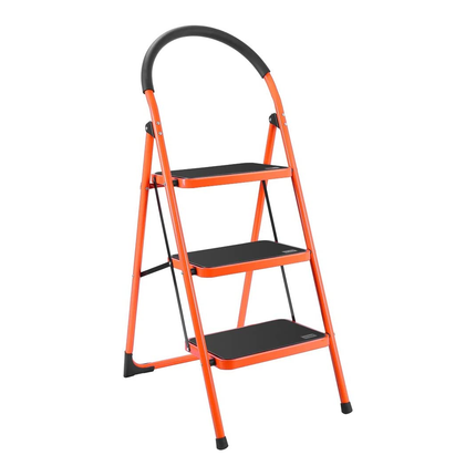 FOLDING 3 STEP LADDER PORTABLE SPACE SAVING LIGHTWEIGHT