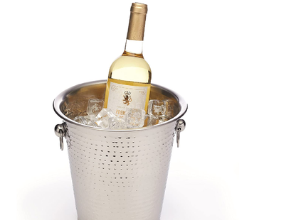 BarCraft BCCHAMBUCHAM Luxury Stainless Steel Wine / Champagne Cooler Bucket, 21 x 20.5 x 21 cm (8.5" x 8" x 8.5") - Hammered Finish