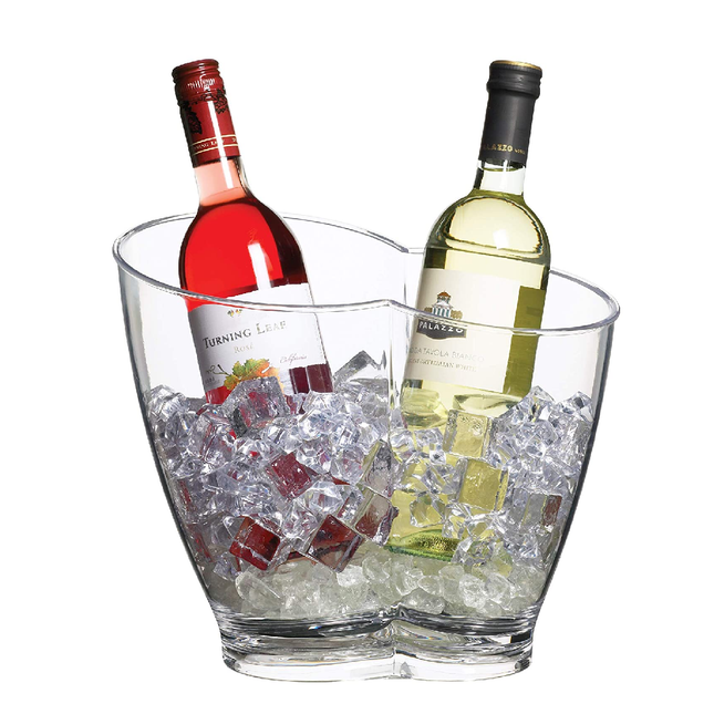 BarCraft Clear Acrylic Double Sided Drinks Pail/Cooler, Labelled