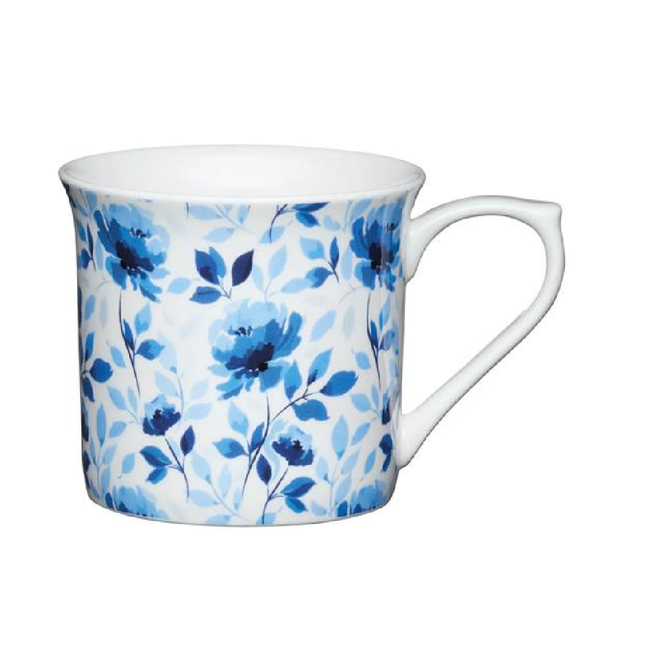 Kitchencraft Fluted China Blue Rose Mug | Kcmflt08
