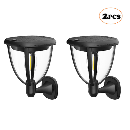 مصباح ديكور خارجي مثبت على الحائط مقاوم للماء بالطاقة الشمسية 2 قطعة