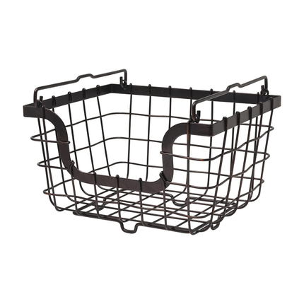 GOURMET BASICS BY MIKASA GENERAL STORE STACKING/NESTING METAL BASKET, ANTIQUE BLACK -